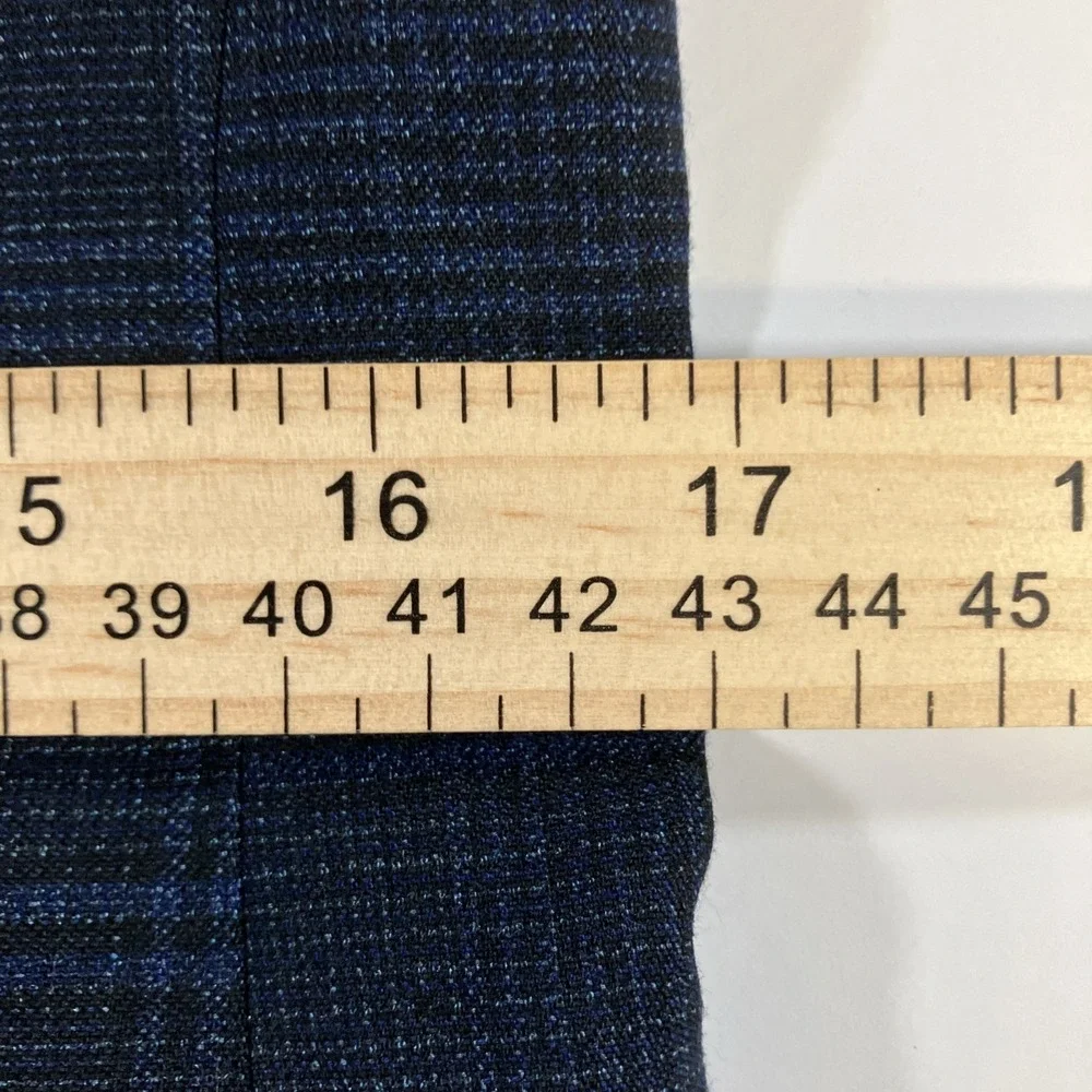 Alain Dupetit Suit Mens 36S 30W Slim Blue Glen Plaid Unhemmed Pants